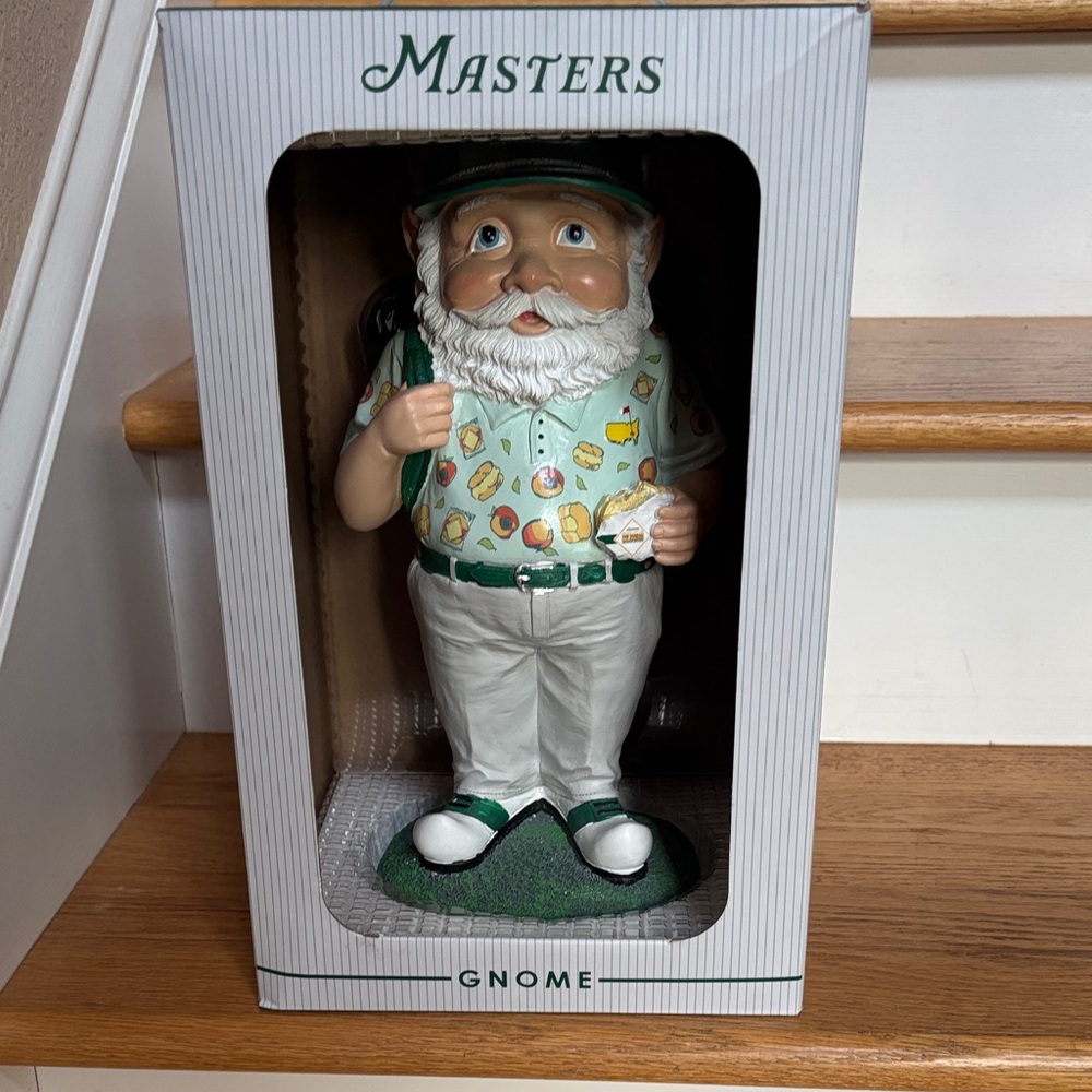 Masters Gnome Figurine in Green and White Golf Attire